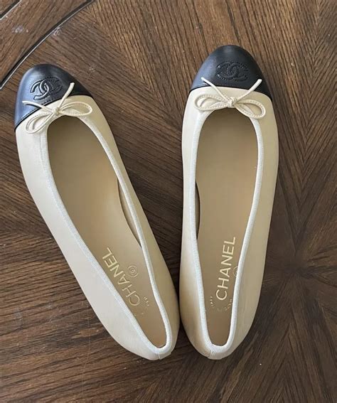 chanel beige black ballerinas|Chanel ballet flats outfits.